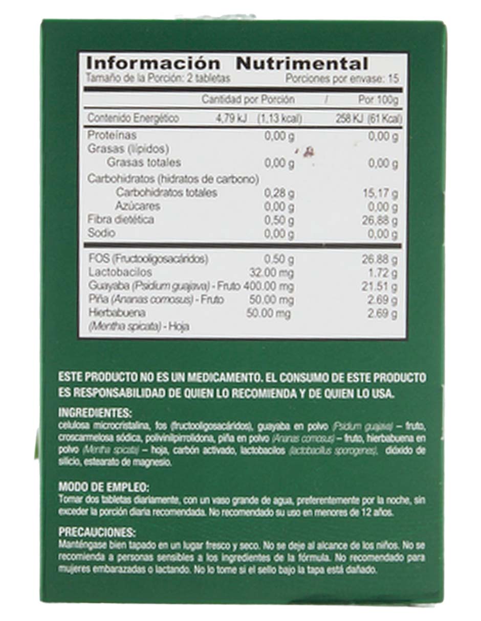 Just Fibra
 con guayaba, piña, hierbabuena, lactobacilos sabor diferentes sabores de 30 cápsulas 3