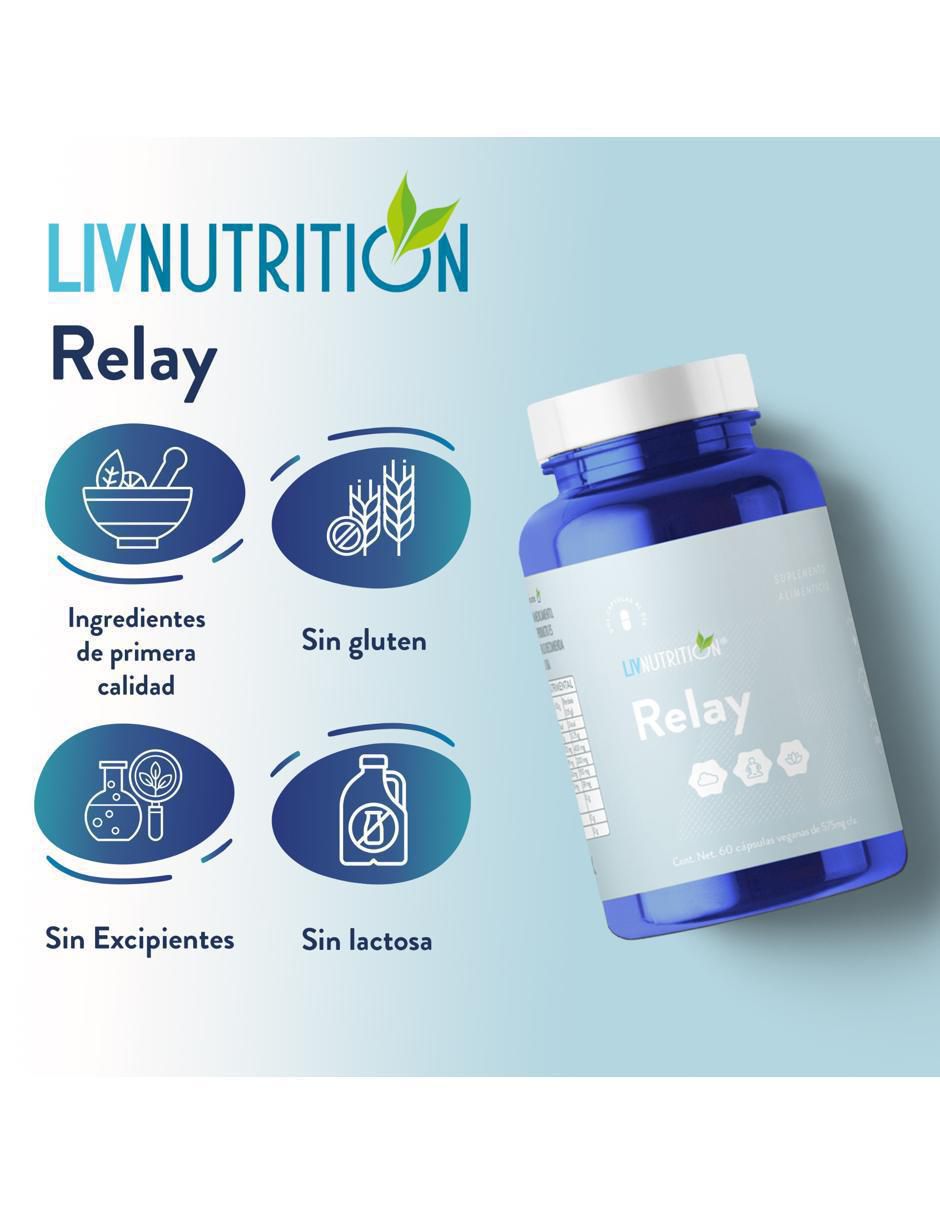 Relay Liv Nutrition con triptófano de 60 cápsulas 6