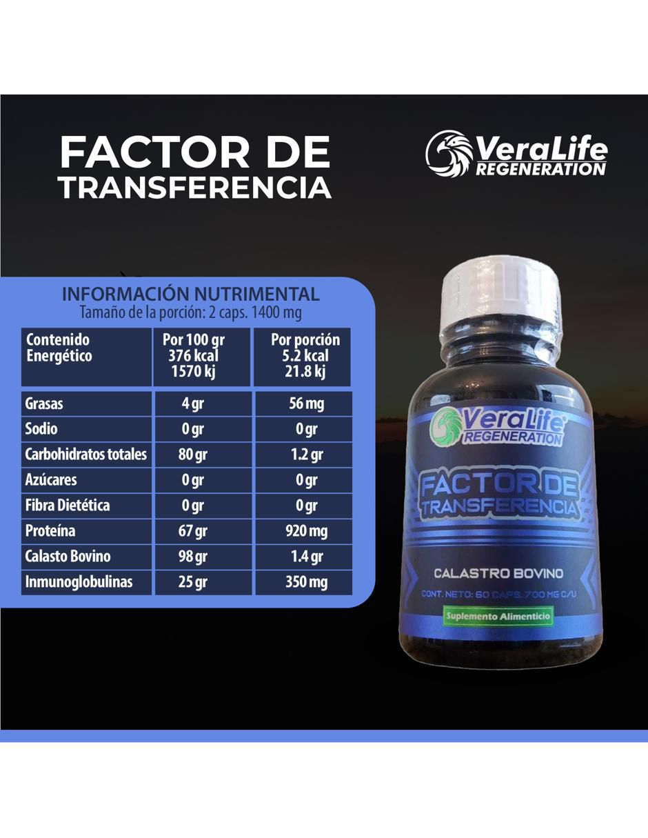 Factor de transferencia con calostro bovino de 60 cápsulas 6