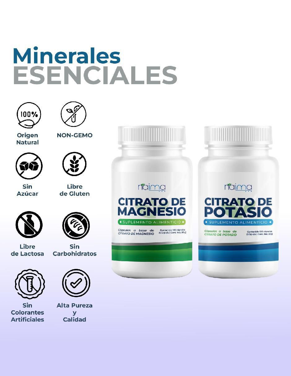 Set de suplementos alimenticios Citrato de Magnesio y Citrato de Potasio 5