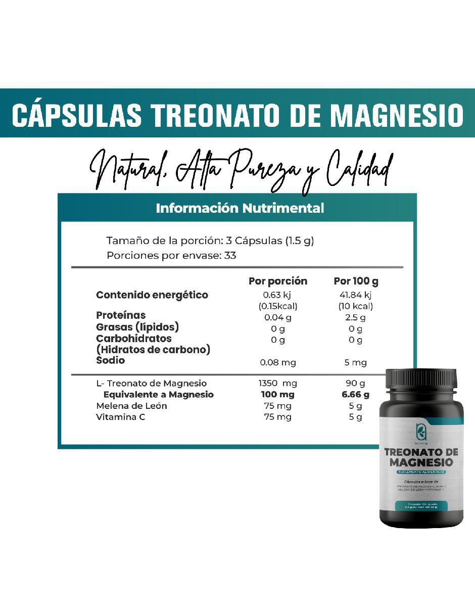 Treonato de Magnesio con magnesio de 100 cápsulas 3