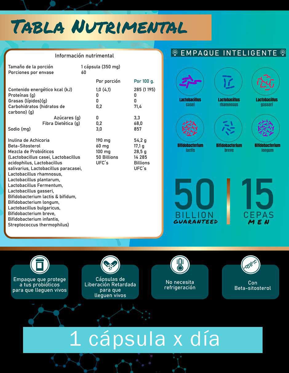 Probióticos para hombre con probióticos 50 billones de ufc de 60 cápsulas 5
