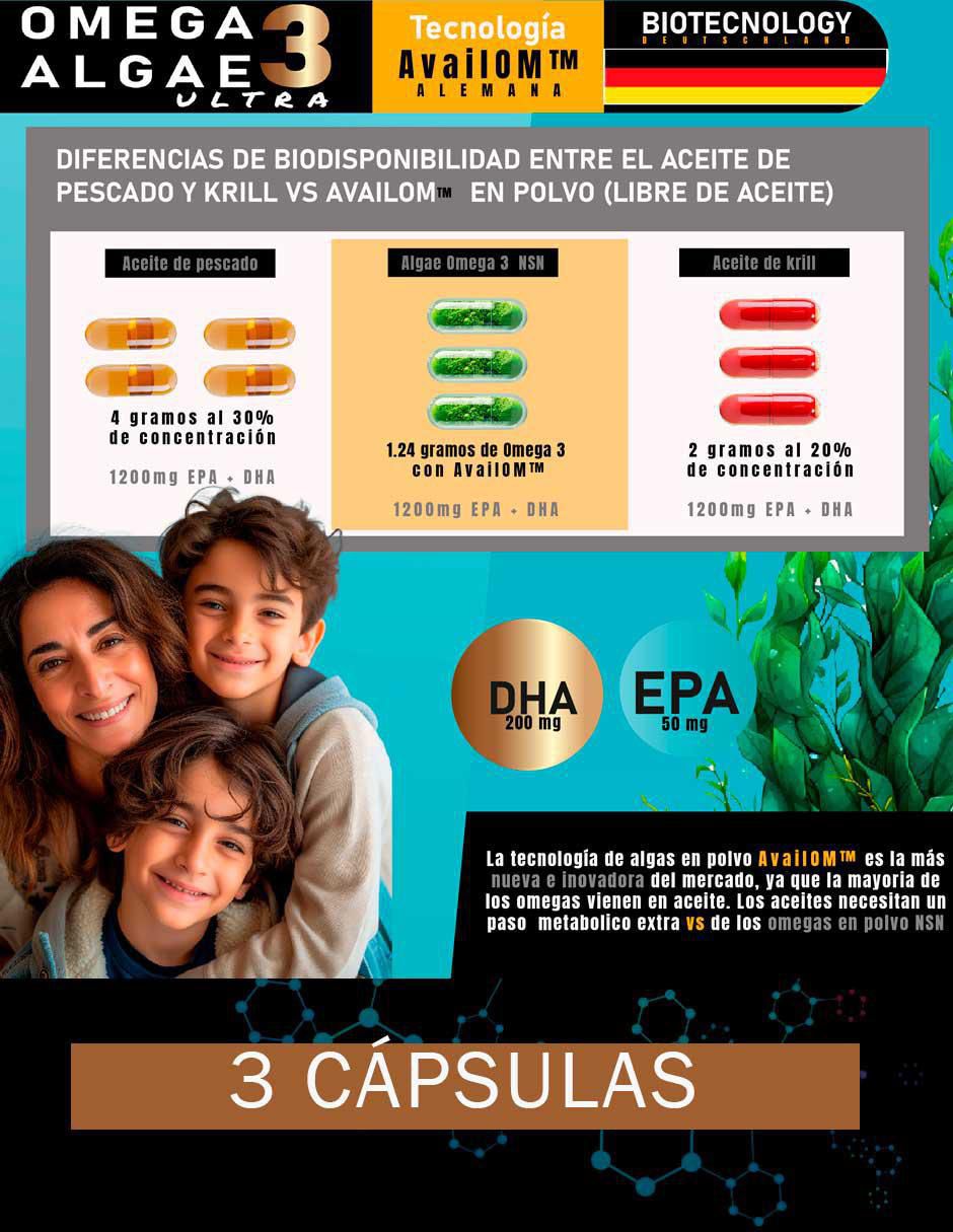Omega Algae 3 con omega 3, epa y dha de 90 cápsulas 2