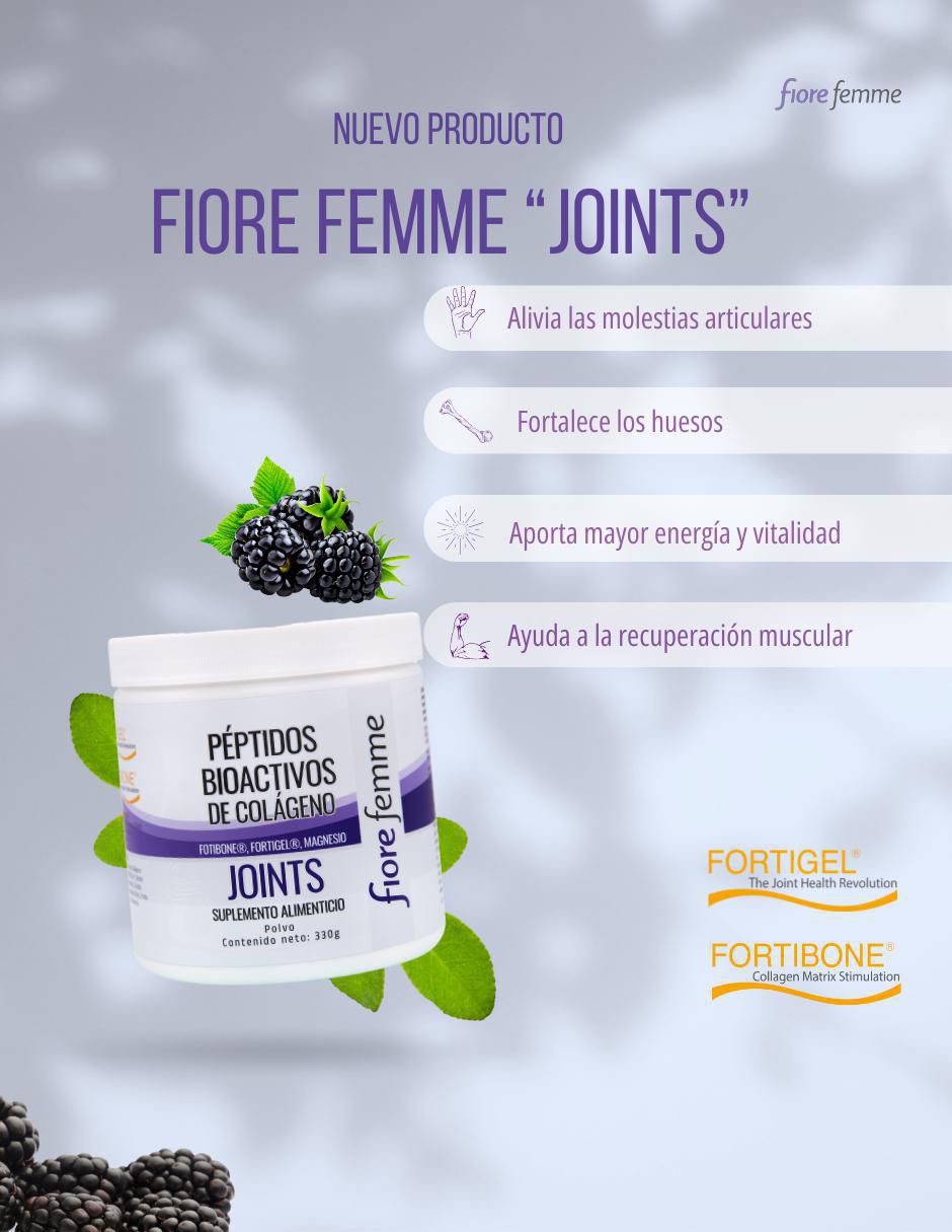Joints Péptidos Bioactivos de Colágeno con colágeno hidrolizado, citrato de magnesio,vitamina C sabor zarzamora 11