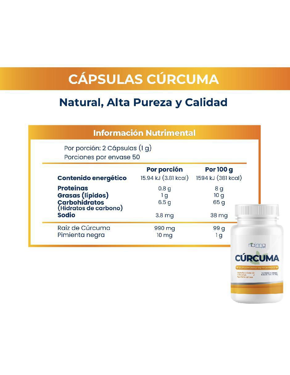 Cúrcuma con Pimienta Negra de 100 cápsulas 4