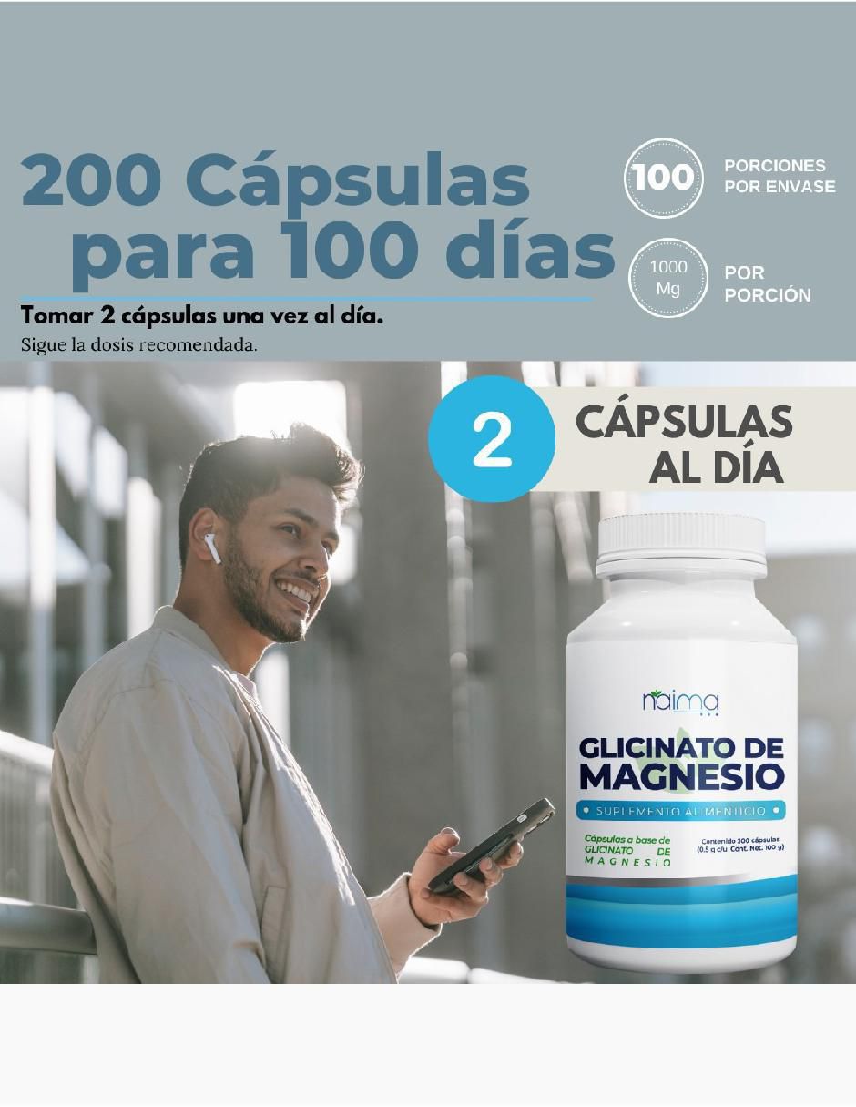 Glicinato de Magnesio con glicinato de 200 cápsulas 3