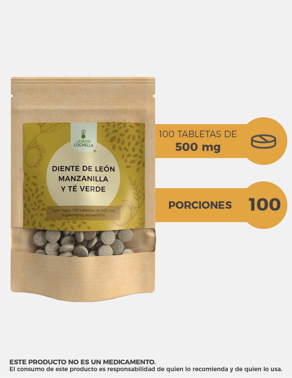 Diente de León Manzanilla y Té Verde con hoja de diente de león de 100 tabletas 3