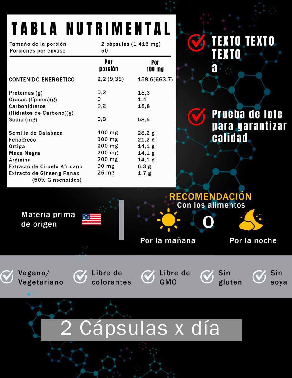 Mens Vigor con fenogreco, maca negra y tribulus de 90 cápsulas 5