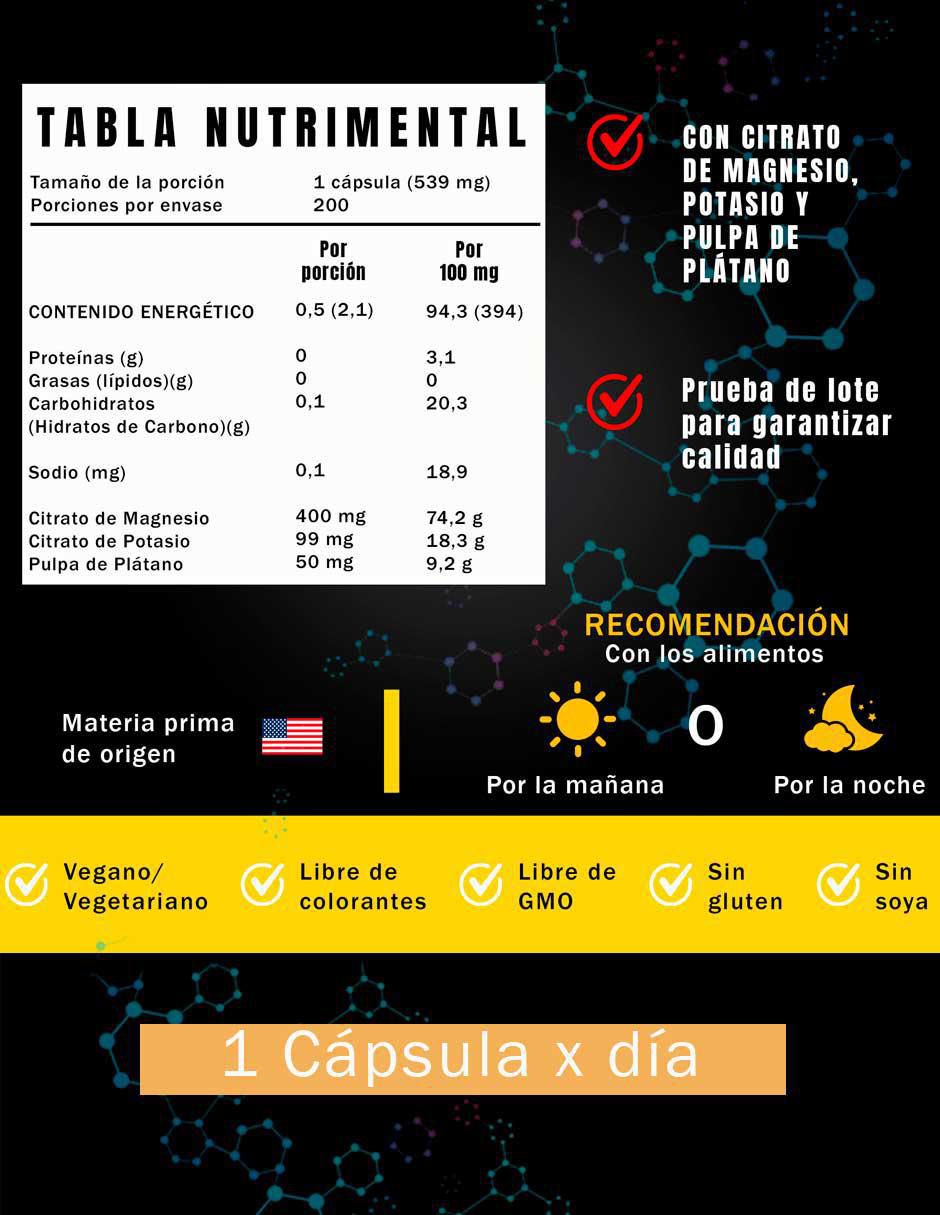 Citrato de Magnesio y Potasio de 200 cápsulas 5