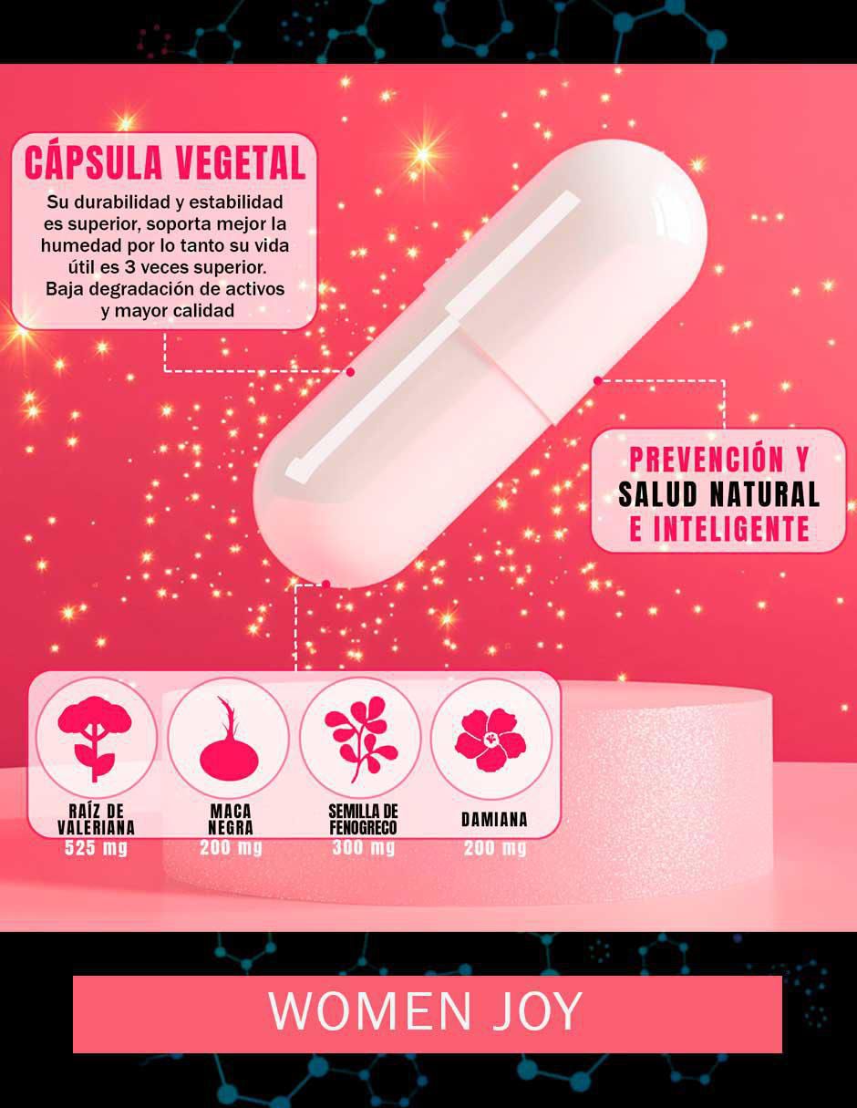Women Joy con fenogreco, damiana y maca negra de 100 cápsulas 2