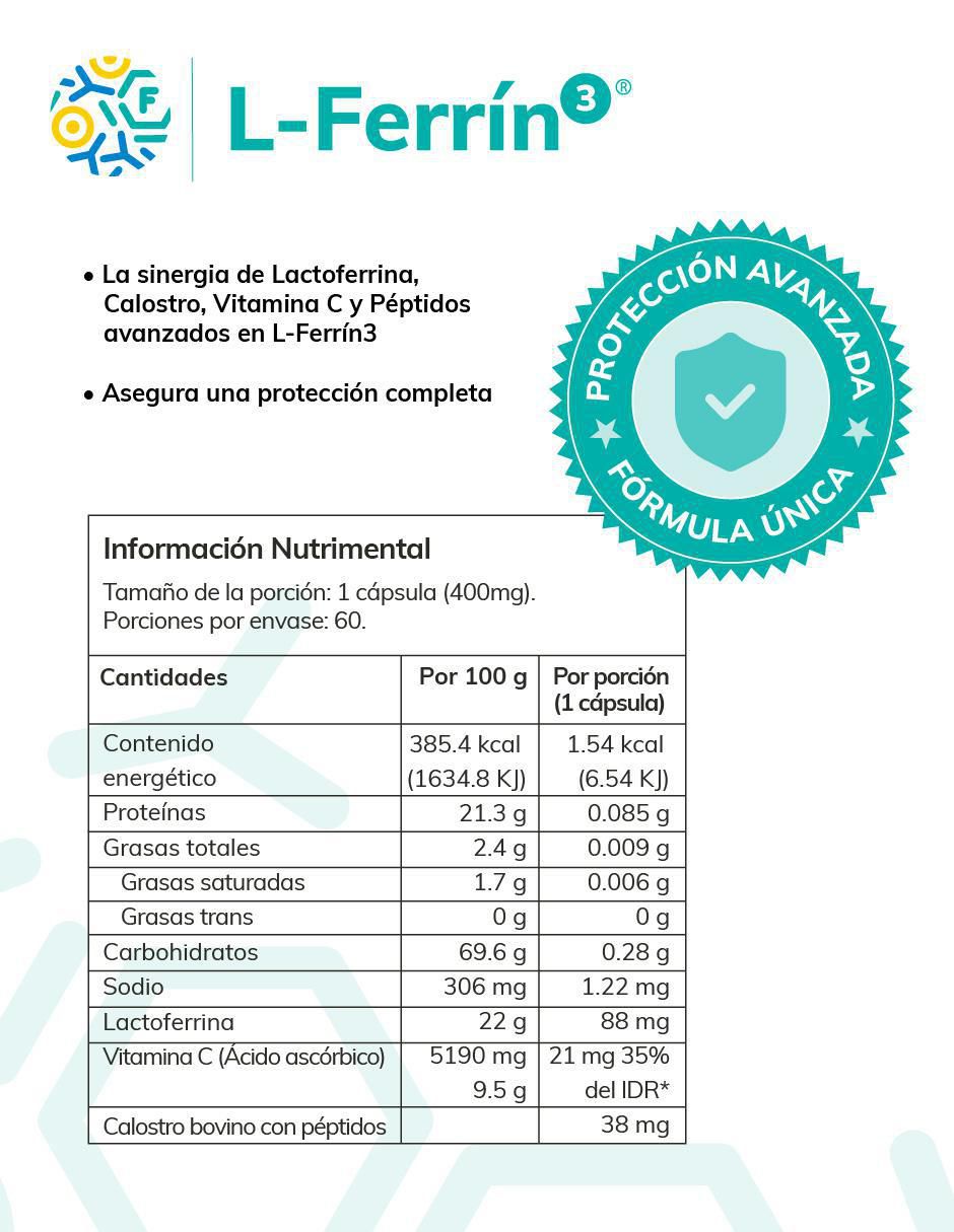 L-Ferrín con calostro bovino de 60 cápsulas 2