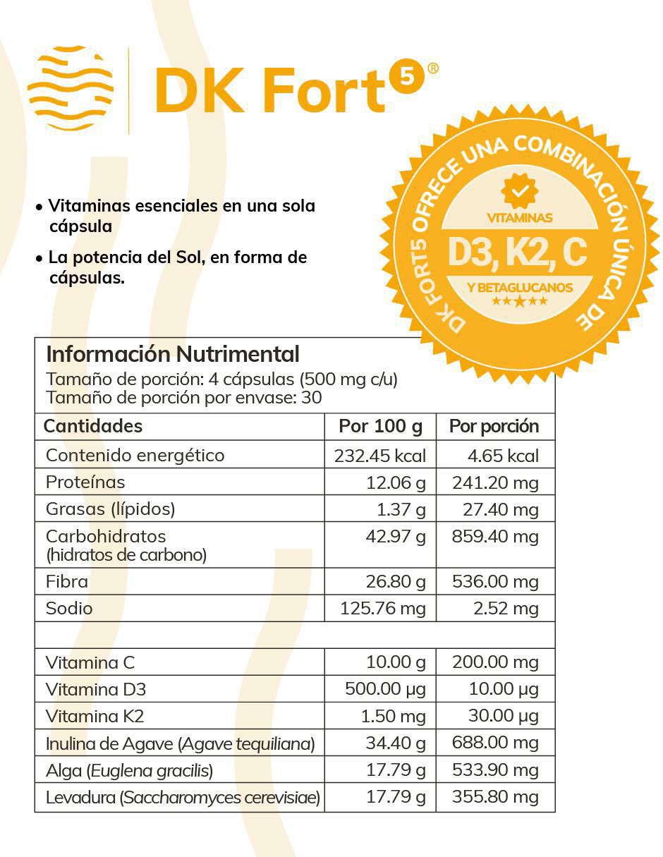 DK Fort 5 con vitamina d3 y k2 de 120 cápsulas 2
