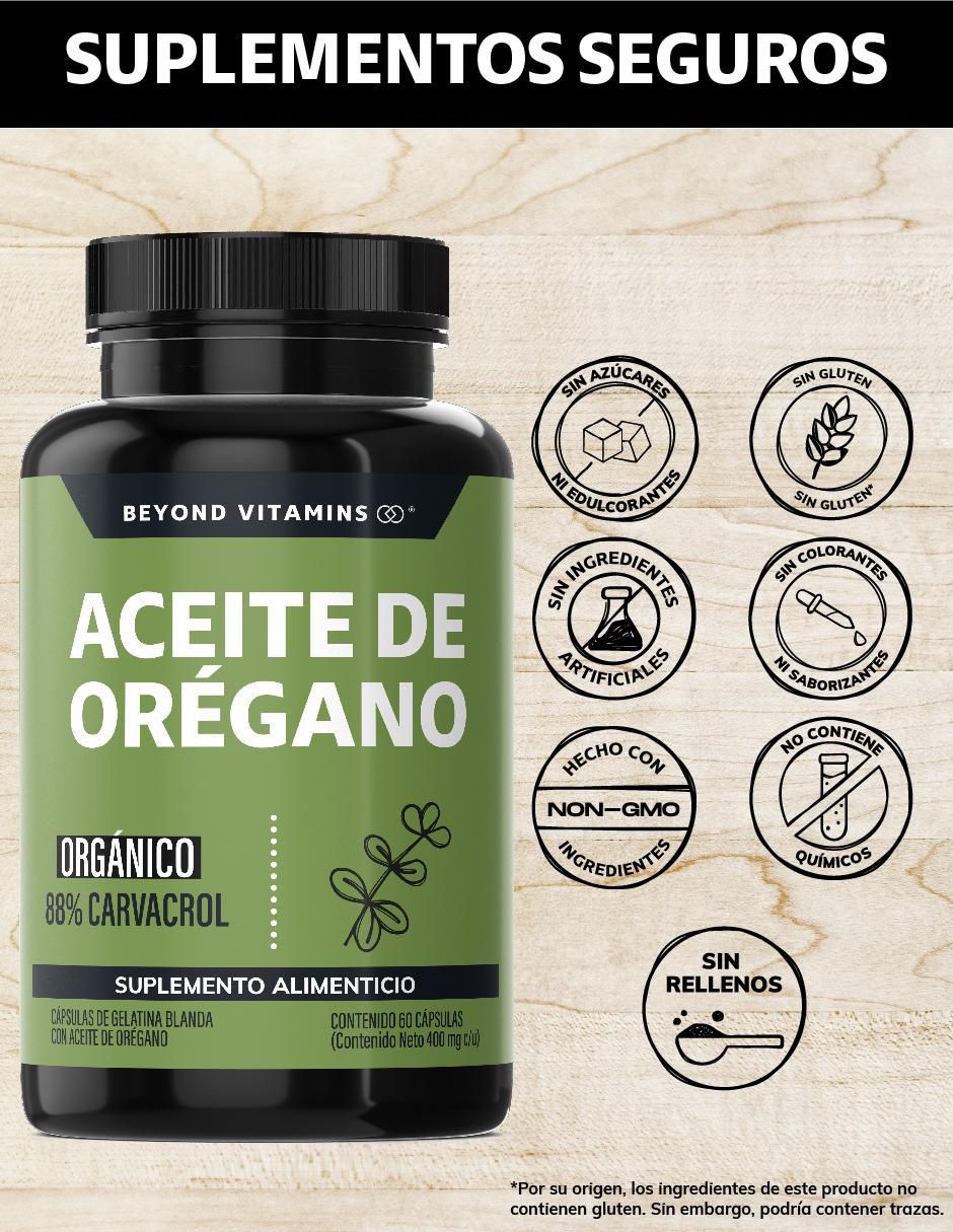 Aceite de Oregano Orgánico Natural con Carvacrol sabor natural de 60 cápsulas 2