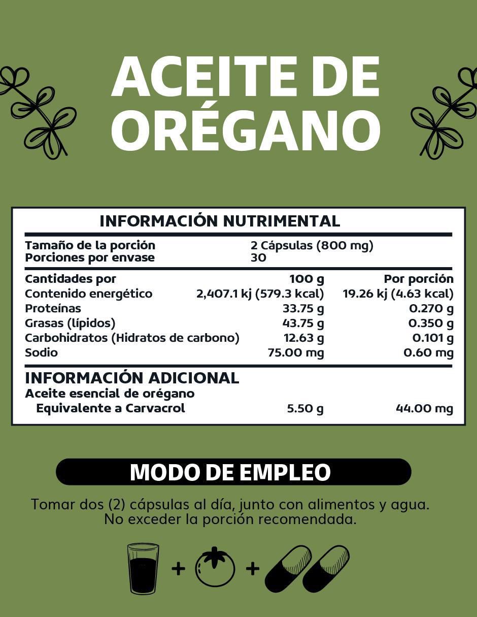 Aceite de Oregano Orgánico Natural con Carvacrol sabor natural de 60 cápsulas 4