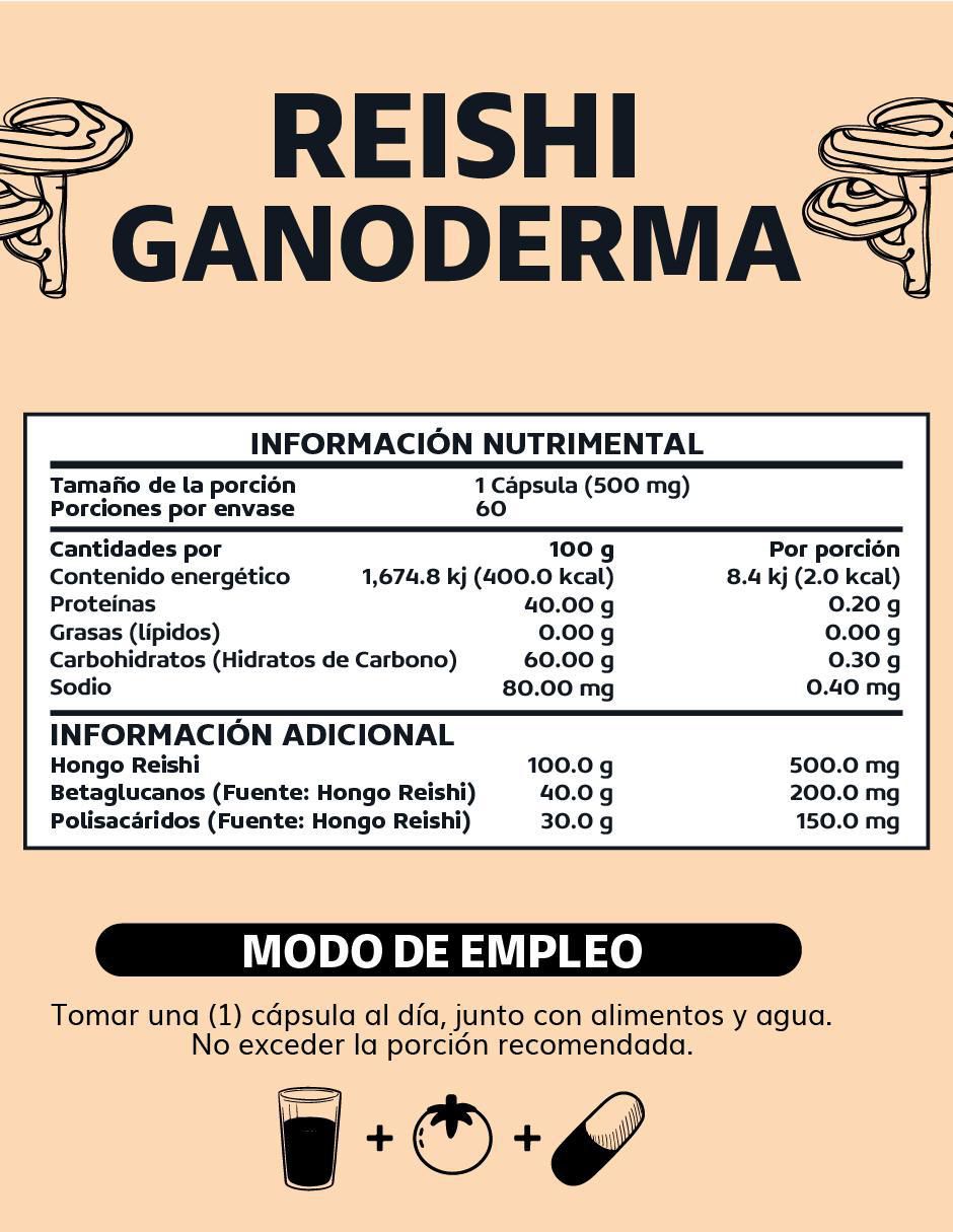 Reishi Ganoderma alto en Betaglucanos y Polisacáridos de 60 cápsulas 3