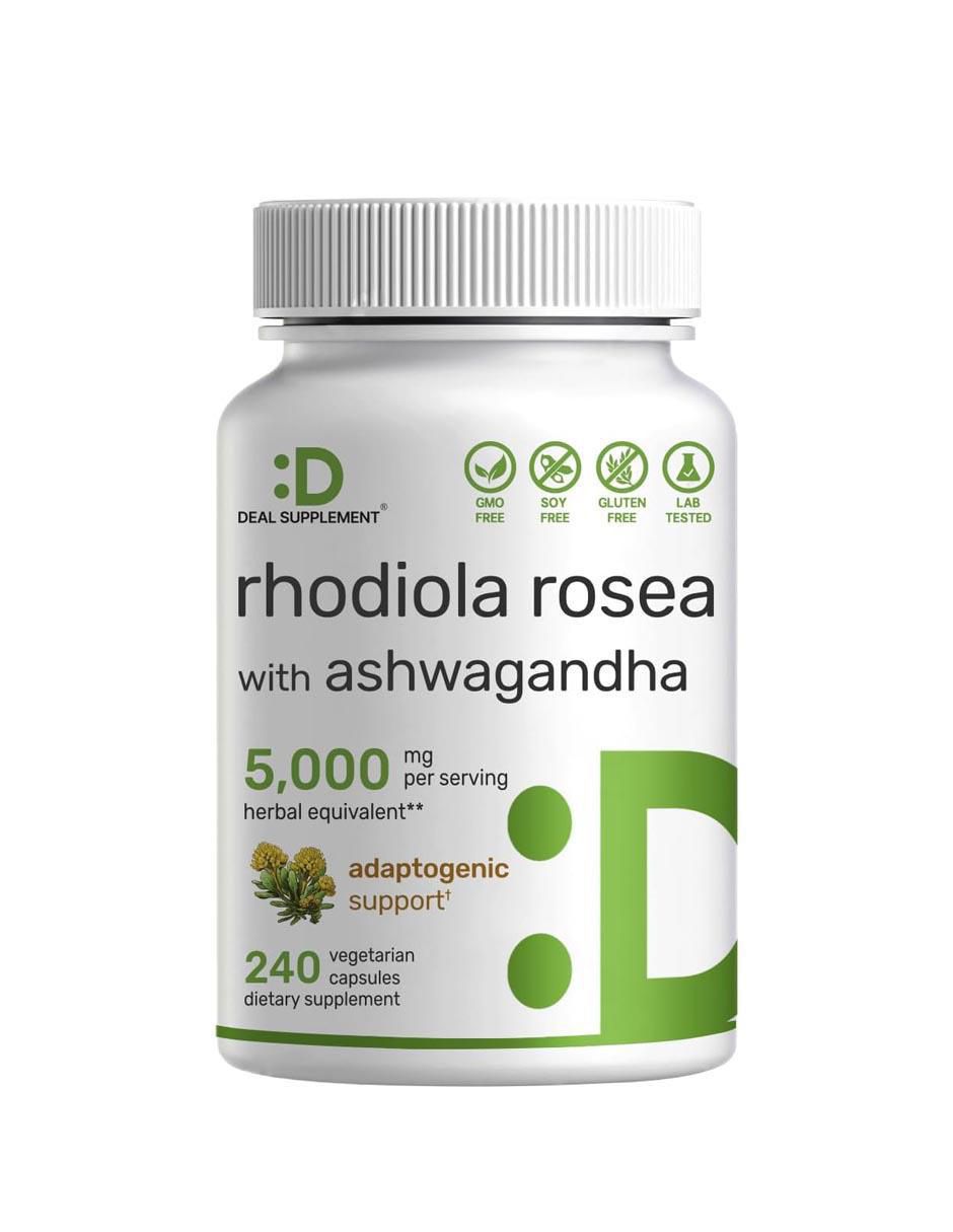 Rhodiola Rosea con Ashwagandha con ashwagandha de 240 cápsulas