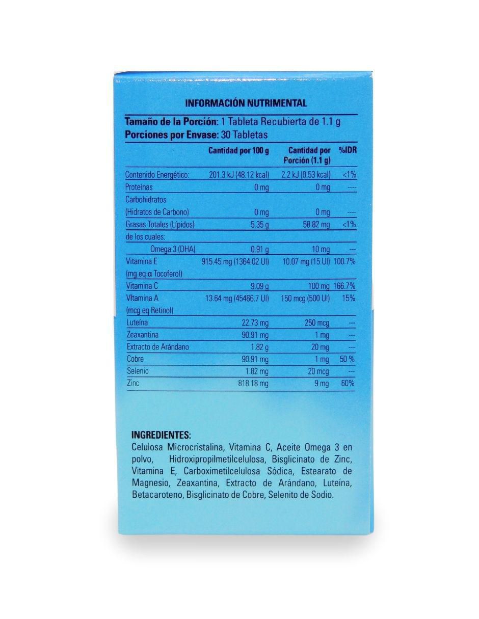 Complement Balance Pro VIS con luteina, zeaxantina y omega sabor arándano de 30 tabletas 3