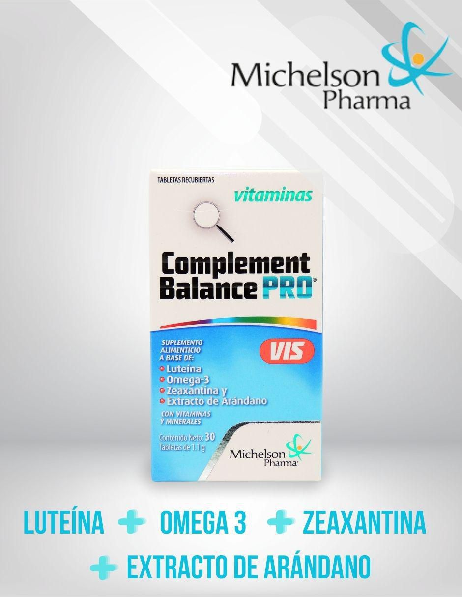 Complement Balance Pro VIS con luteina, zeaxantina y omega sabor arándano de 30 tabletas 4