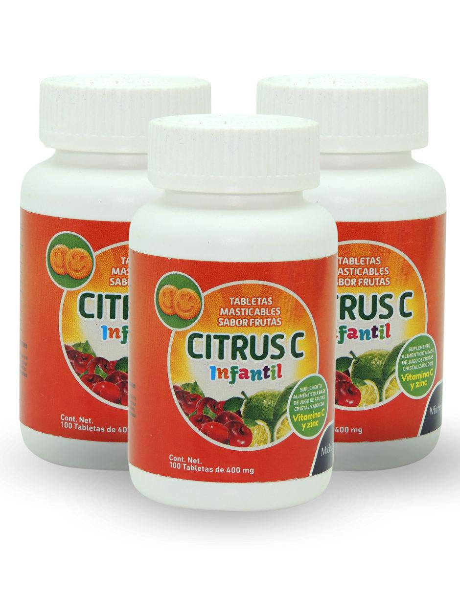 Citrus C Infantil con vitamina C sabor frutas de 100 tabletas Citrus C Infantil con vitamina C sabor frutas de 100 tabletas