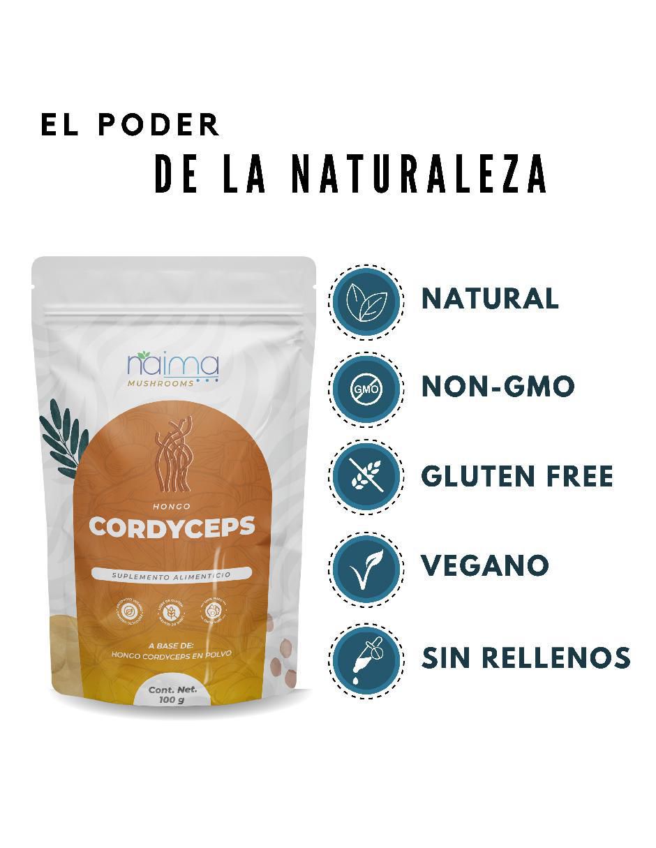 Hongo Cordyceps En Polvo con 100 gr Naima con cordyceps sabor natural de 100 g 3