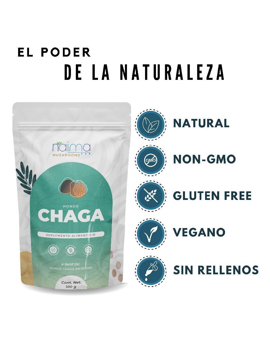 Hongo Chaga en Polvo con 100 gr Naima con chaga sabor natural de 100 g 5