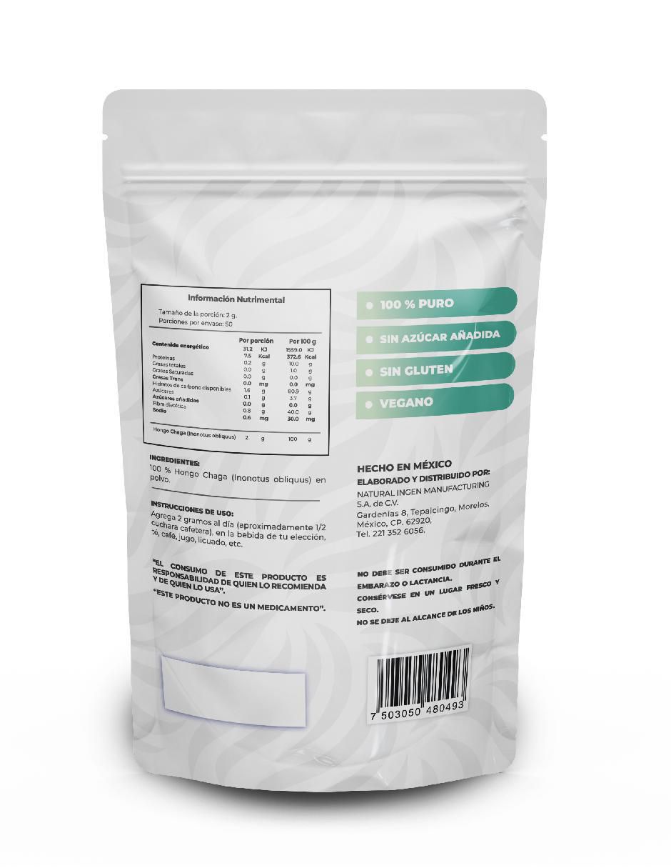 Hongo Chaga en Polvo con 100 gr Naima con chaga sabor natural de 100 g 8