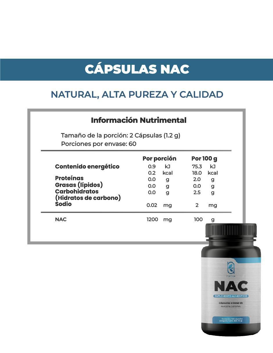 NAC N-acetilcisteína con n-acetyl cysteine de 120 cápsulas 4