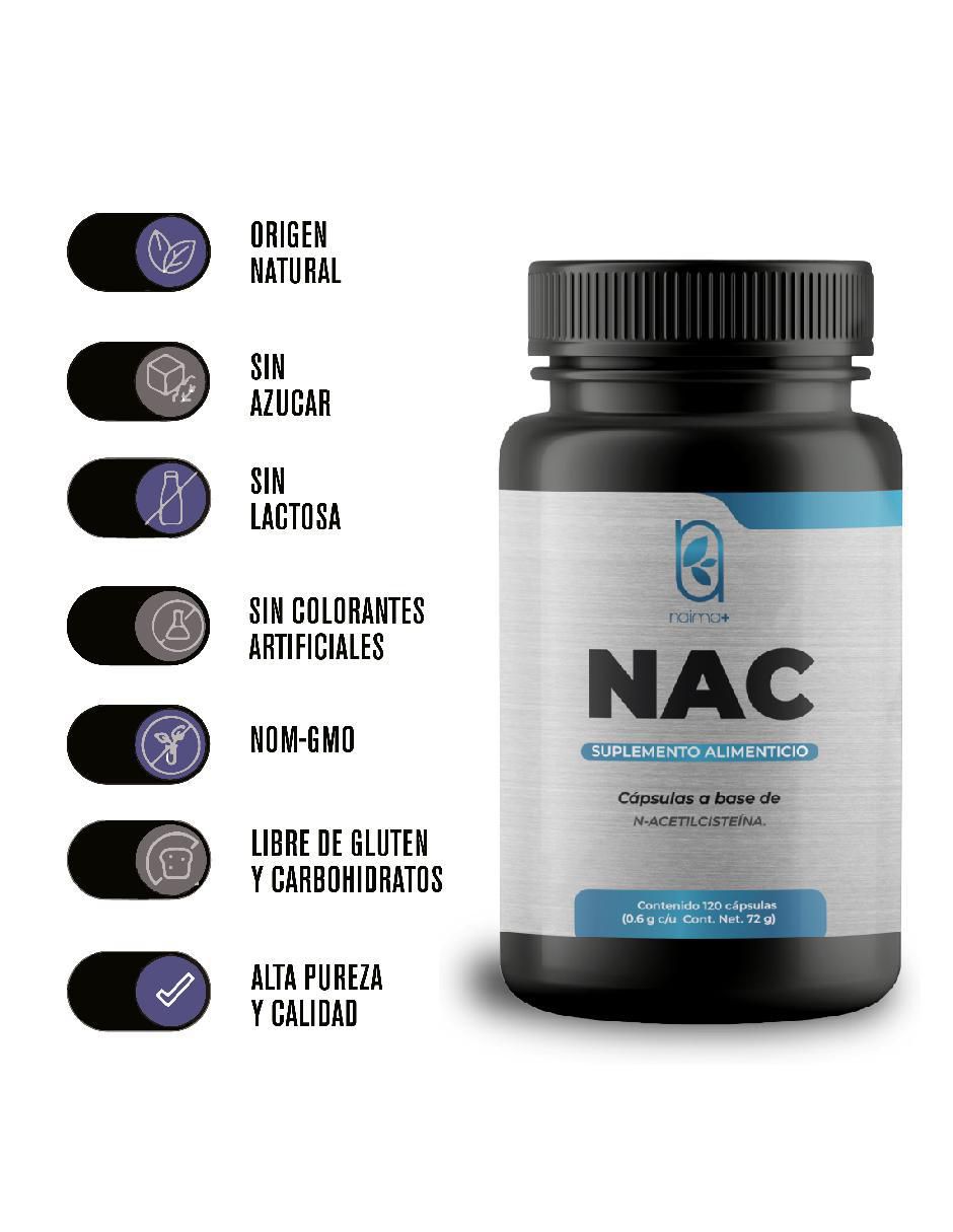 NAC N-acetilcisteína con n-acetyl cysteine de 120 cápsulas 6