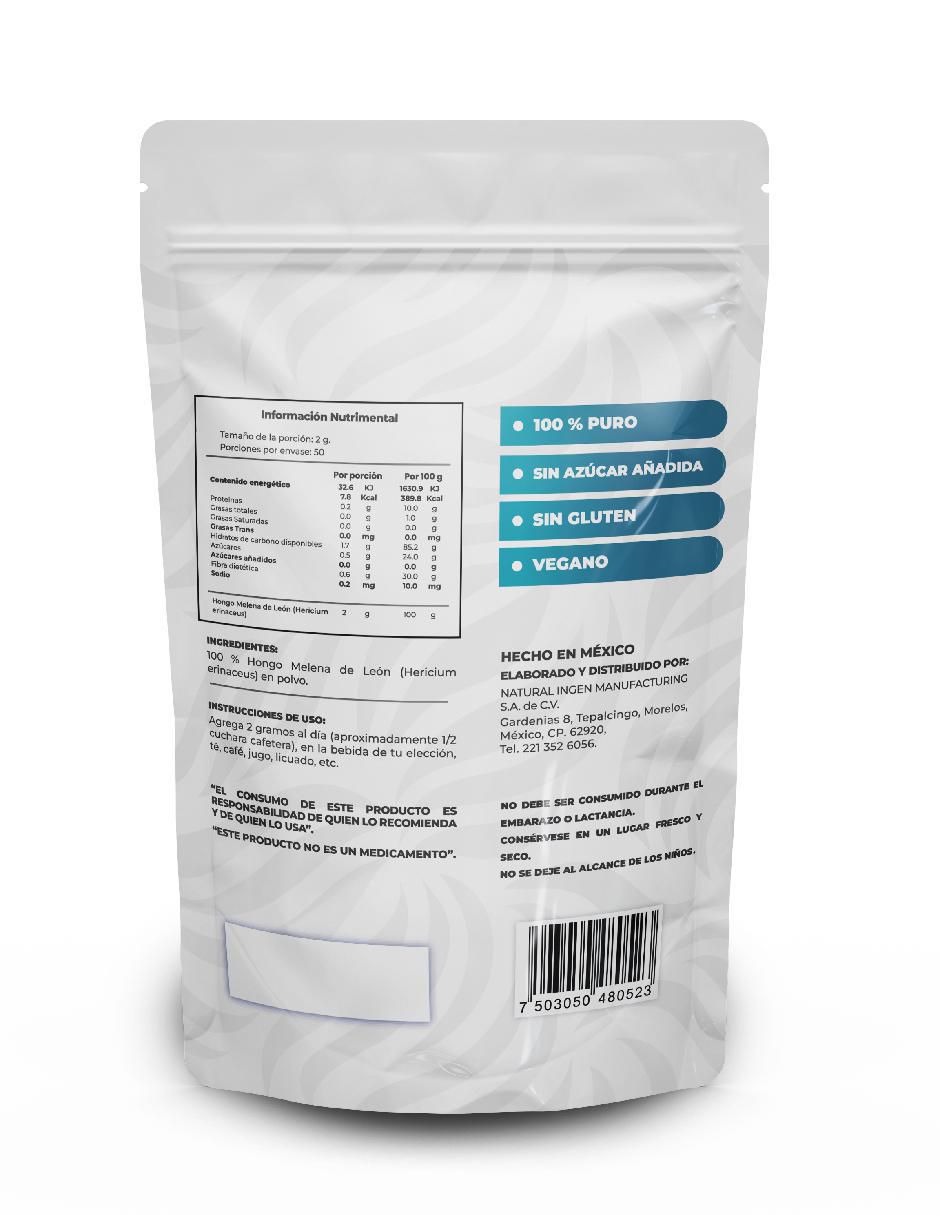 Hongo Melena De León con melena de león sabor natural de 100 g 2