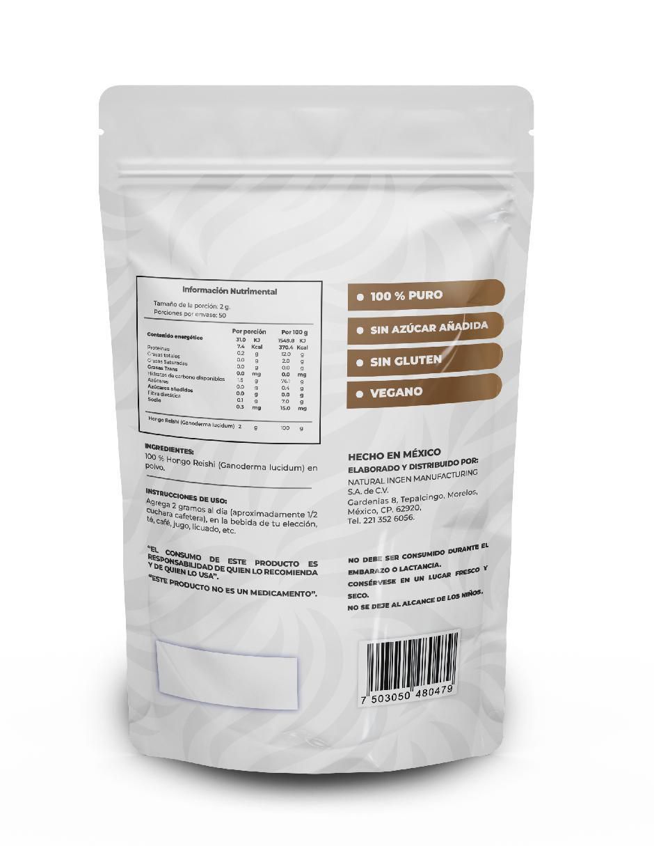 Hongo Reishi Adaptógeno con reishi sabor natural de 100 g 2