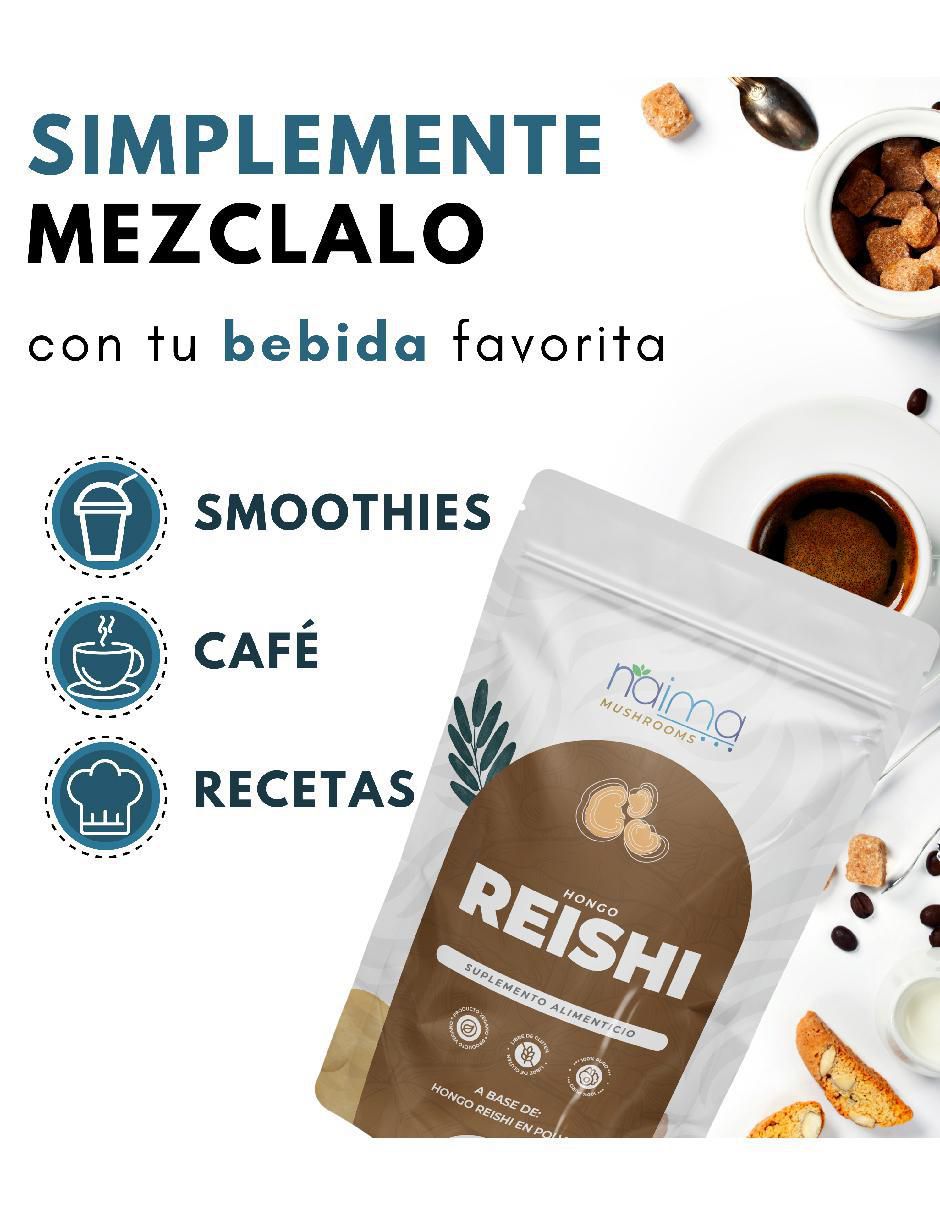 Hongo Reishi Adaptógeno con reishi sabor natural de 100 g 4