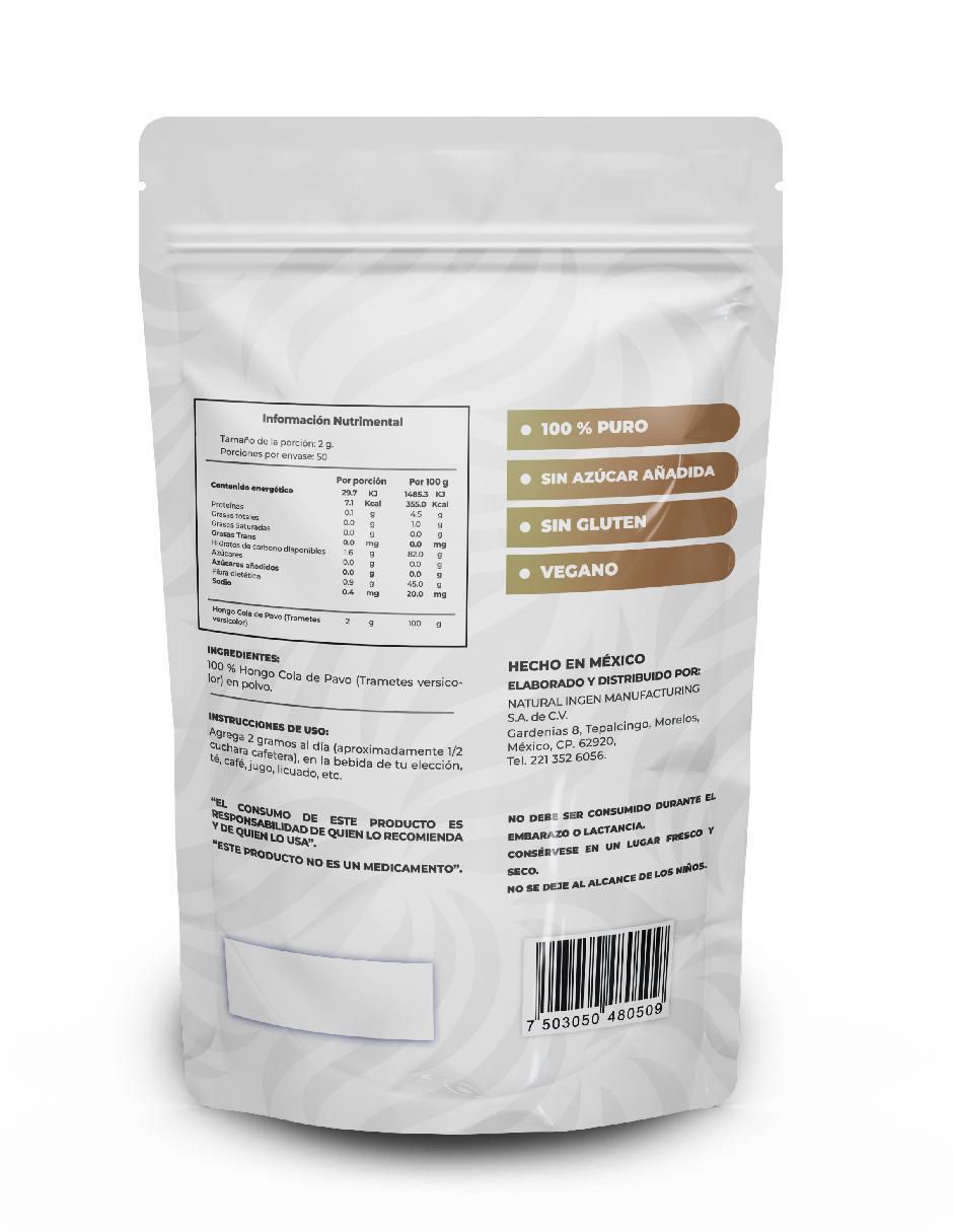 Hongo Cola de Pavo sabor natural de 100 g 2