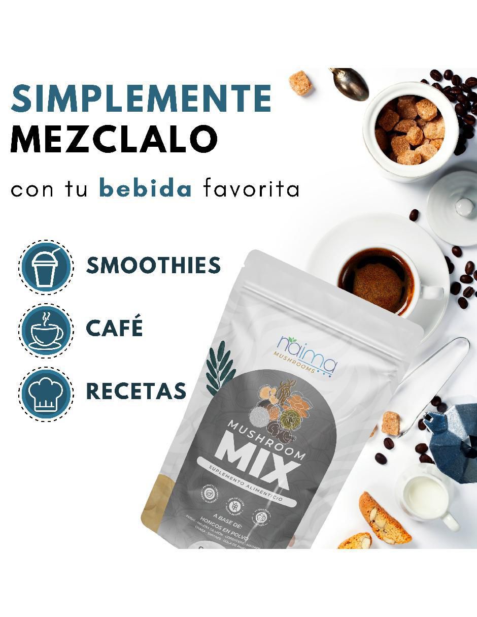 Mushroom Mix en Polvo con reishi, chaga, melena de león, maitake, shiitake, cola de pavo y cordyceps sabor natural de 100 g 7