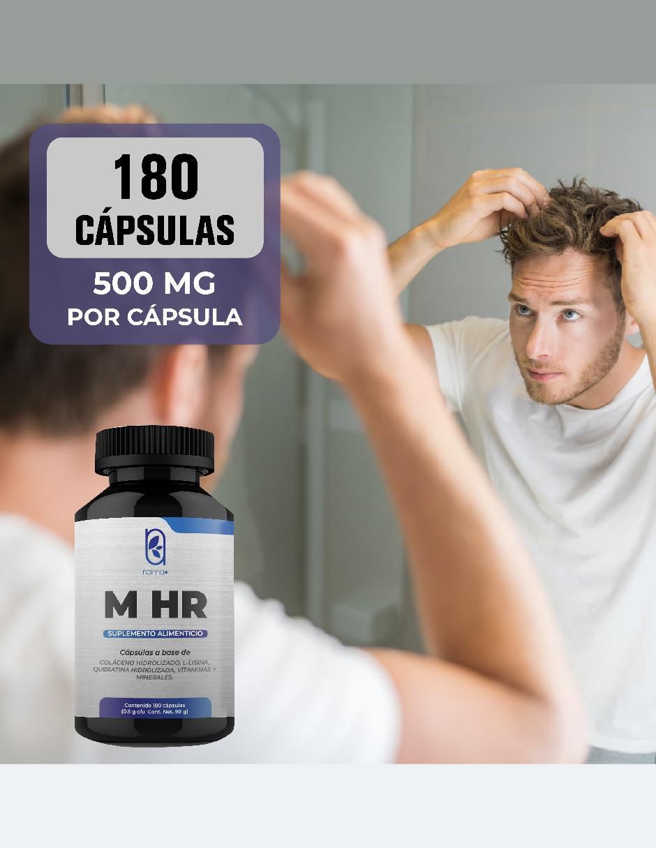 M HR Suplemento Alimenticio con colágeno, biotina, l-lisina, queratina, vitaminas y minerales de 180 cápsulas 5