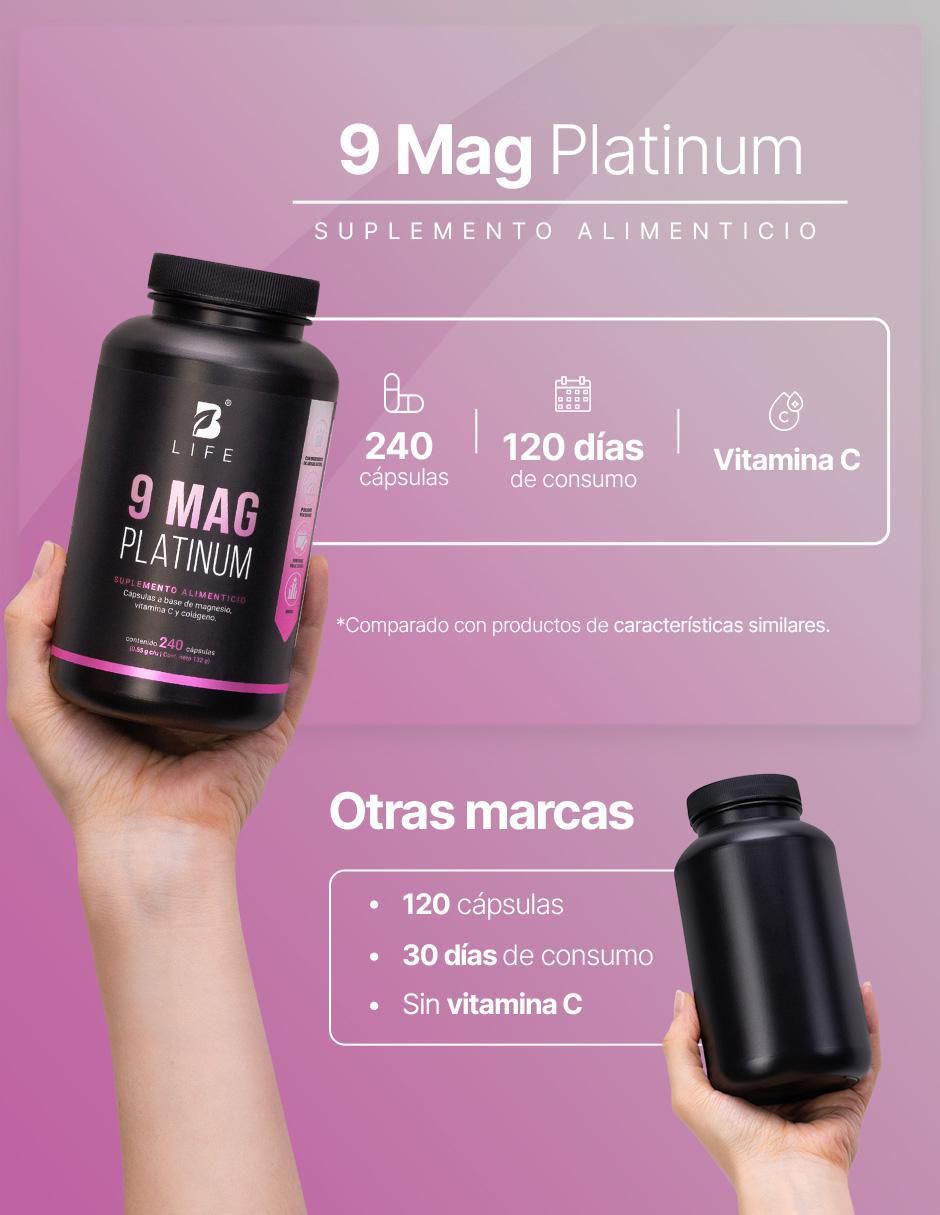 9 Mag Platinum con magnesio de 240 cápsulas