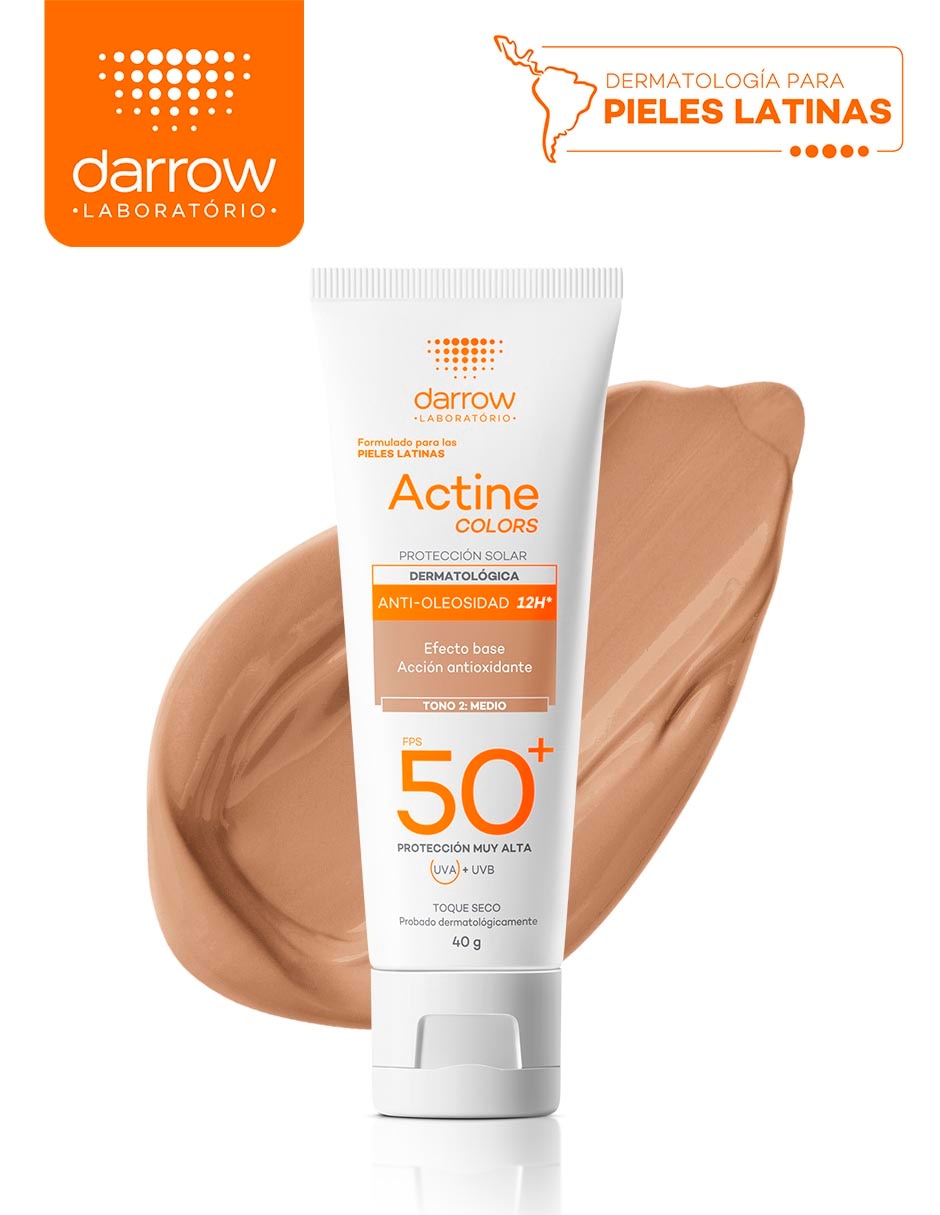 Protector solar FPS 50 Dermatológico Facial Actine Colors Medio 40 g 2