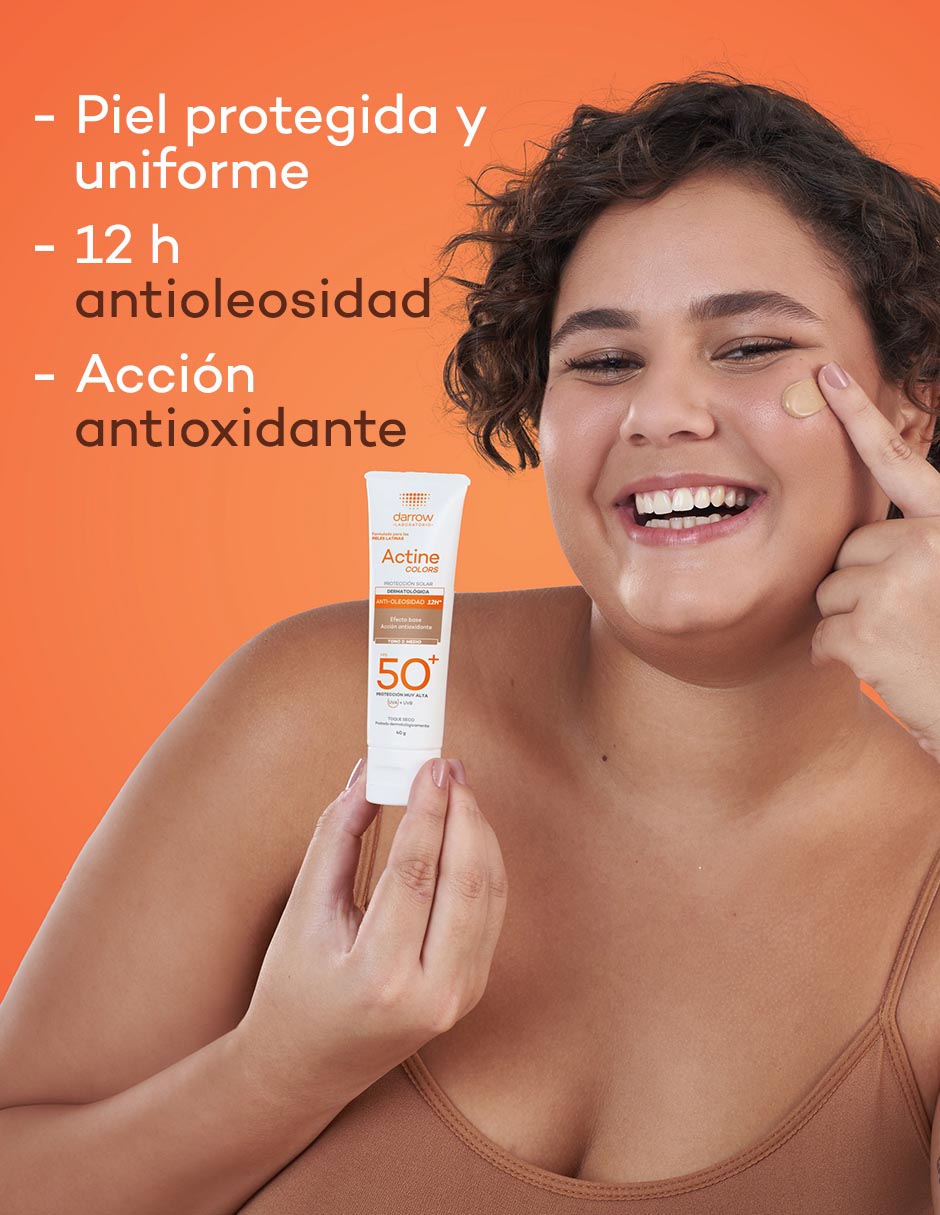 Protector solar FPS 50 Dermatológico Facial Actine Colors Medio 40 g 3