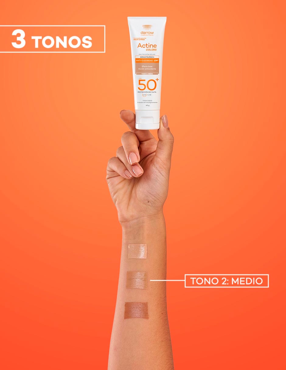 Protector solar FPS 50 Dermatológico Facial Actine Colors Medio 40 g 4