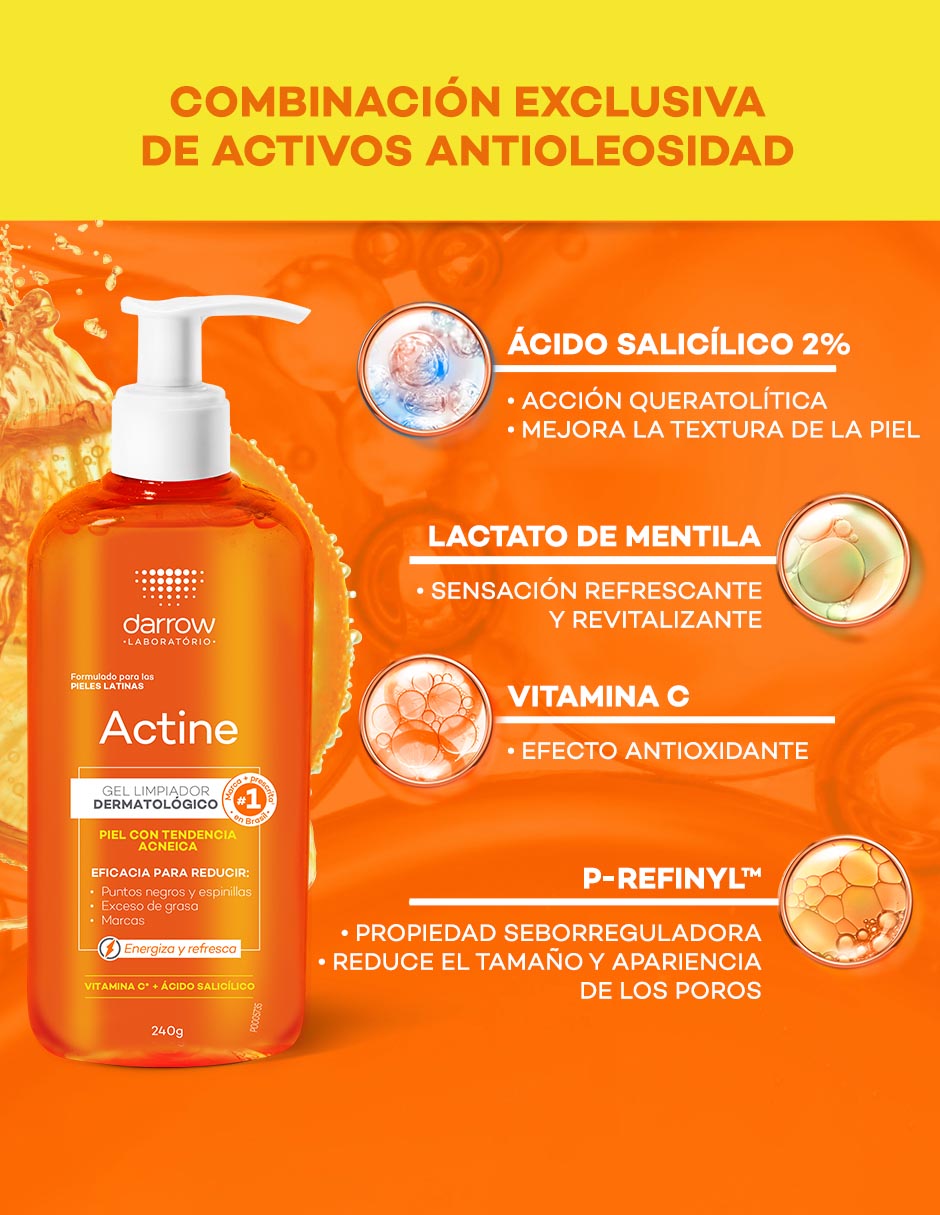 Limpiador facial Dermolimpiador actine higiene Darrow para acné 5