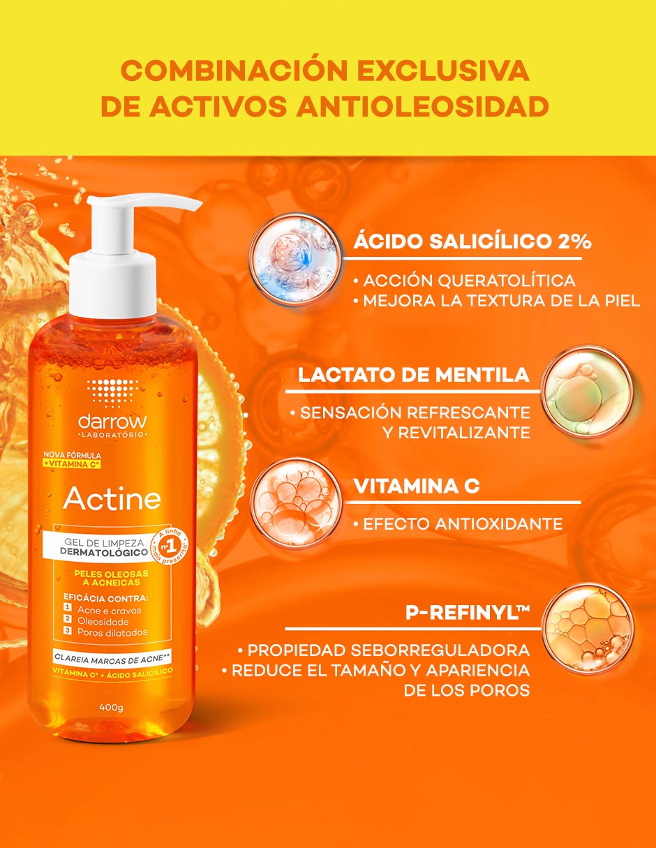 Limpiador facial Gel Limpiador Vitamina C Actine para acné 5