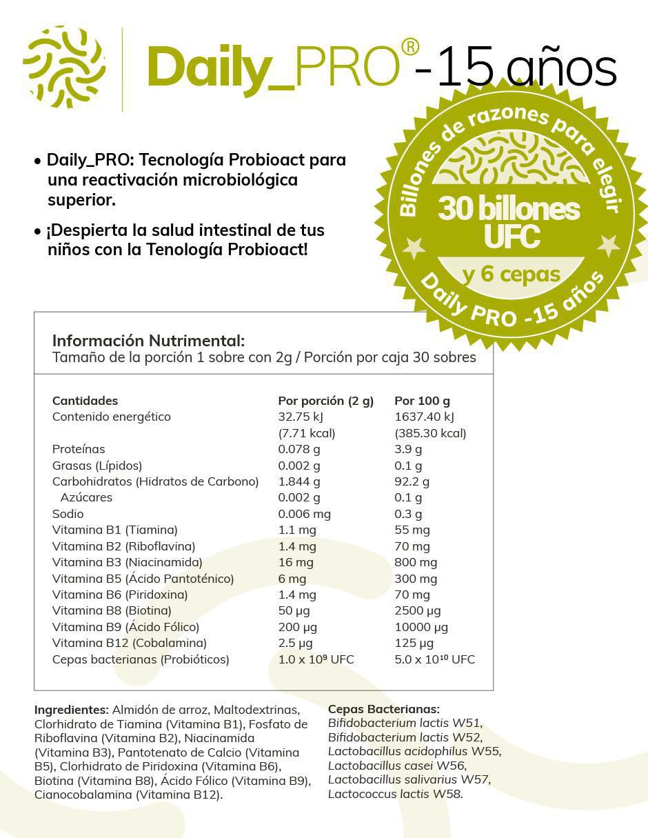 Daily Pro con probióticos sabor vainilla de 30 piezas 2
