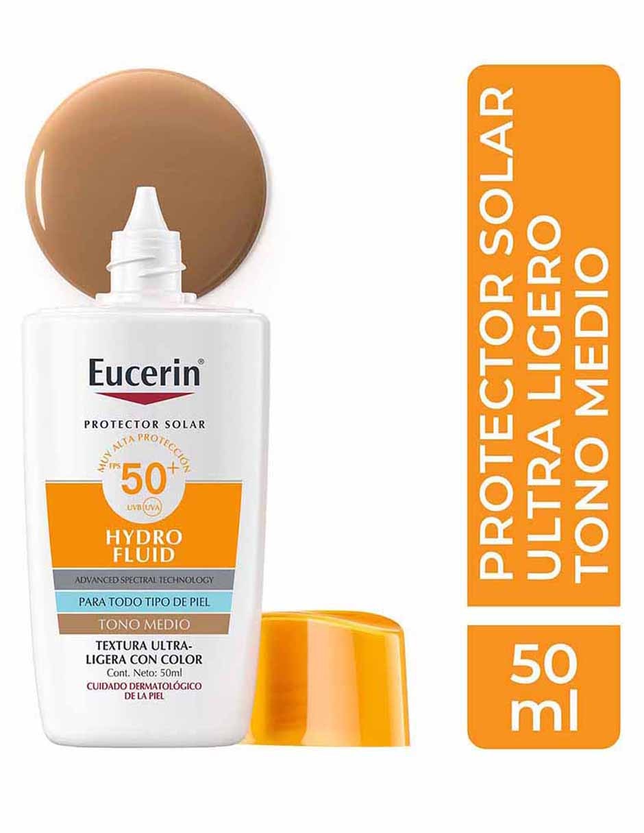 Tratamiento facial Sun Hydrofluid Tono Medio FPS50+ Eucerin Sun para eliminar el brillo 2