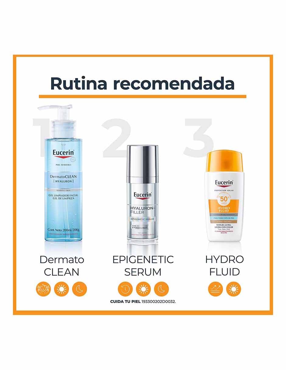Tratamiento facial Sun Hydrofluid Tono Medio FPS50+ Eucerin Sun para eliminar el brillo 7