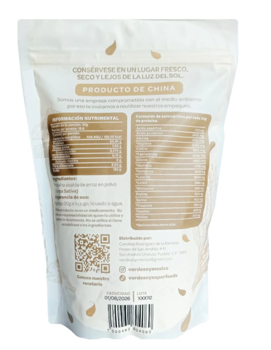 Proteína en polvo de arroz al 80% de 500 g 2