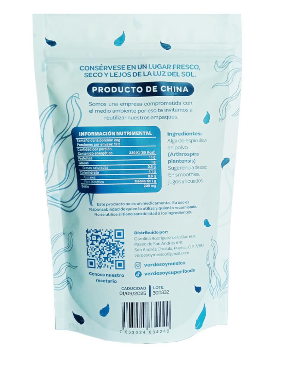Alga de Spirulina con alga espirulina sabor original de 250 g 2