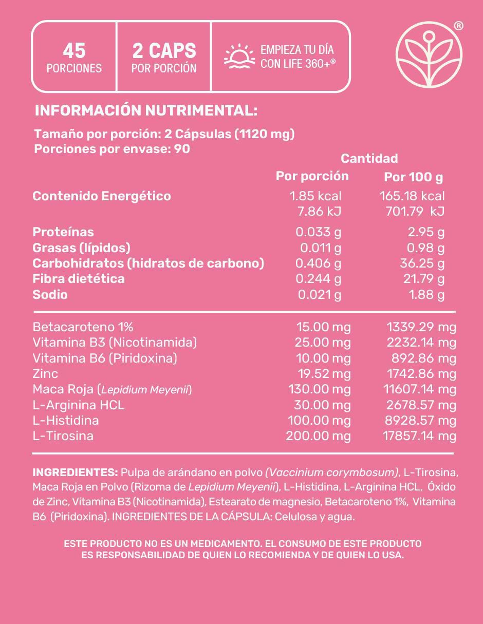 Women Sexy Time con Maca Roja, Zinc y Vitaminas 90 Cápsulas Life360+ 11