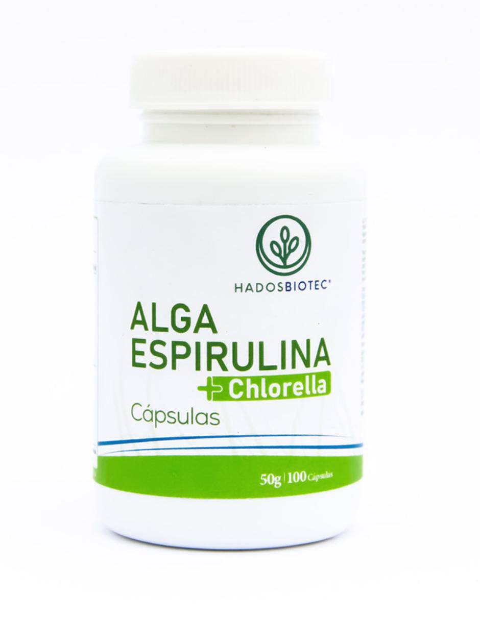 Alga Espirulina + Chlorella cápsulas con Ingredientes naturales Sin conservadores ni aditivos 50 g Hadosbiotec con alga espirulina de 100 cápsulas