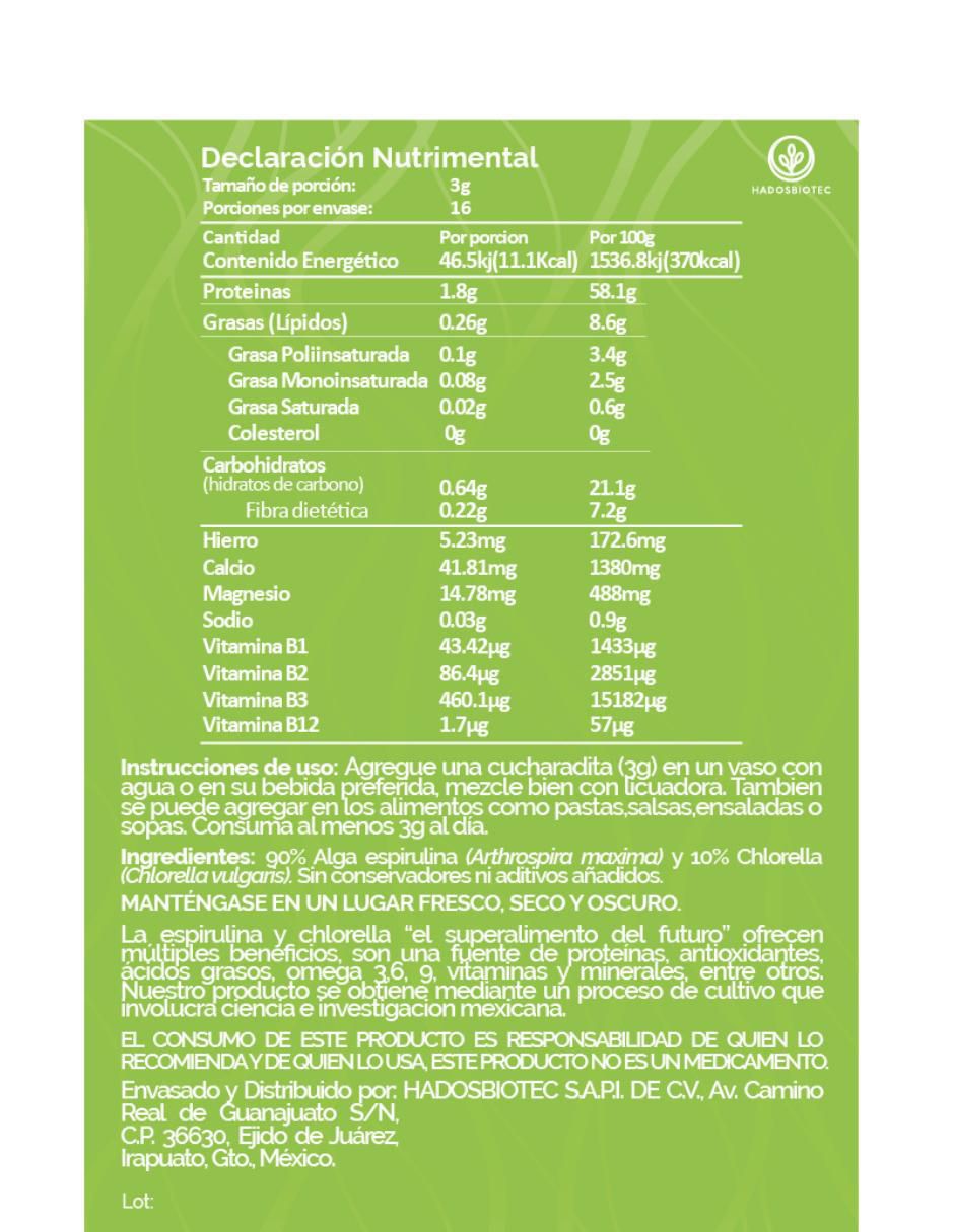 Alga Espirulina + Chlorella con alga espirulina de 100 g 5