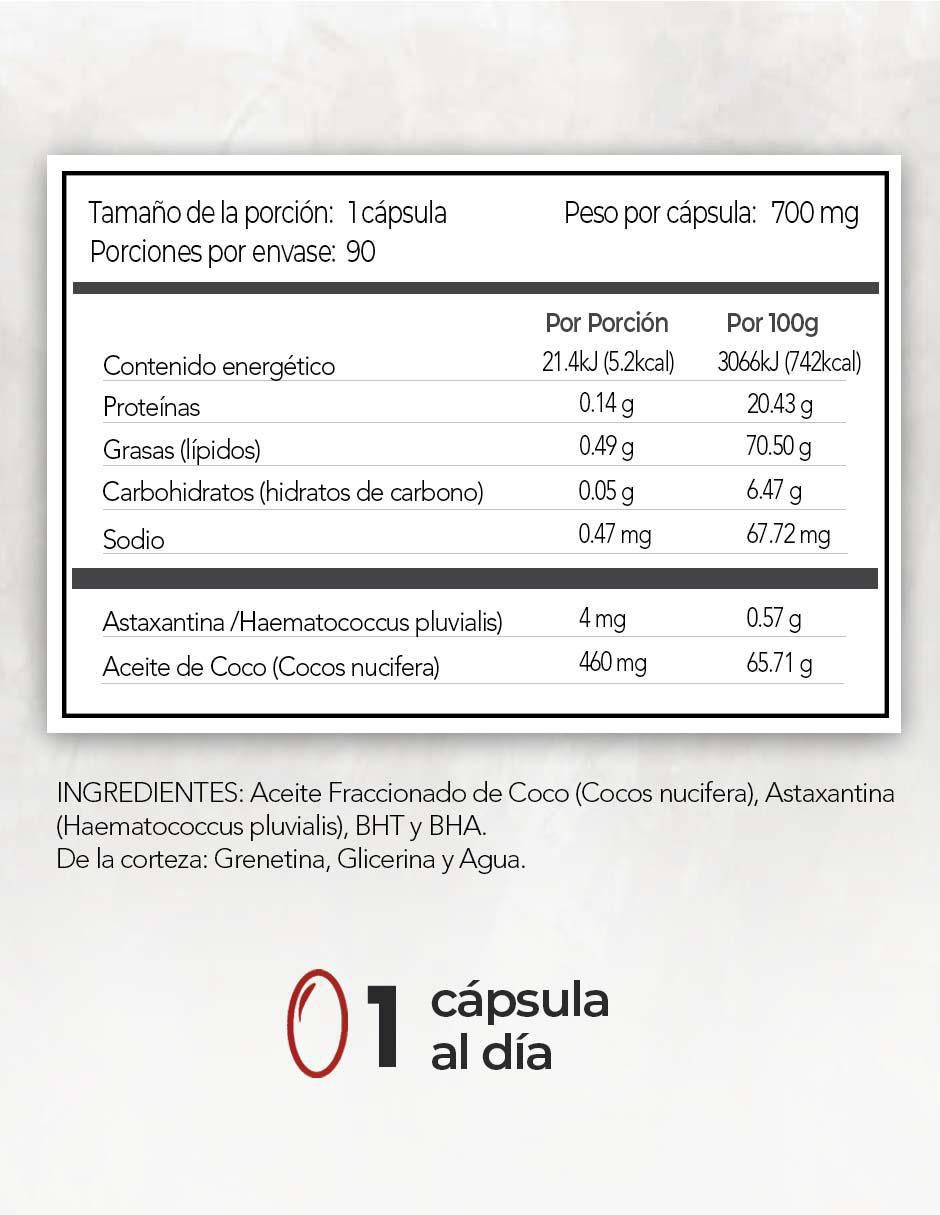 Astaxantina + Aceite de Coco Maklen de 90 cápsulas 2