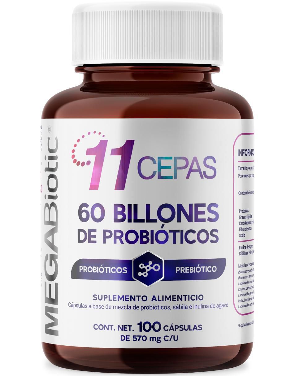 Probióticos 11 Cepas 60 Billones con Inulina de Agave Megabiotic con probióticos de 100 cápsulas Probióticos 11 Cepas 60 Billones con Inulina de Agave Megabiotic con probióticos de 100 cápsulas